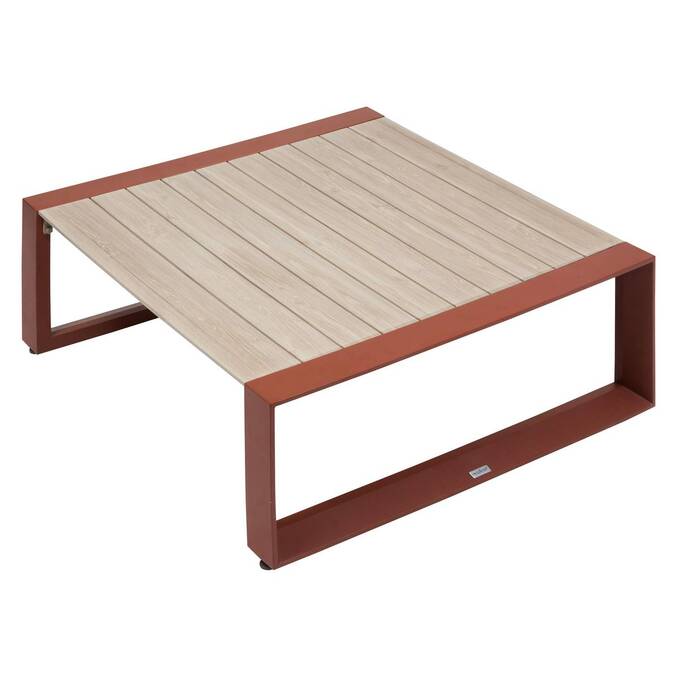 Mesa de centro de jardim quadrada ALLURE Linho / Mogno 97 x 97 x 36 cm - Alumínio tratado com epóxi Linho / Mogno