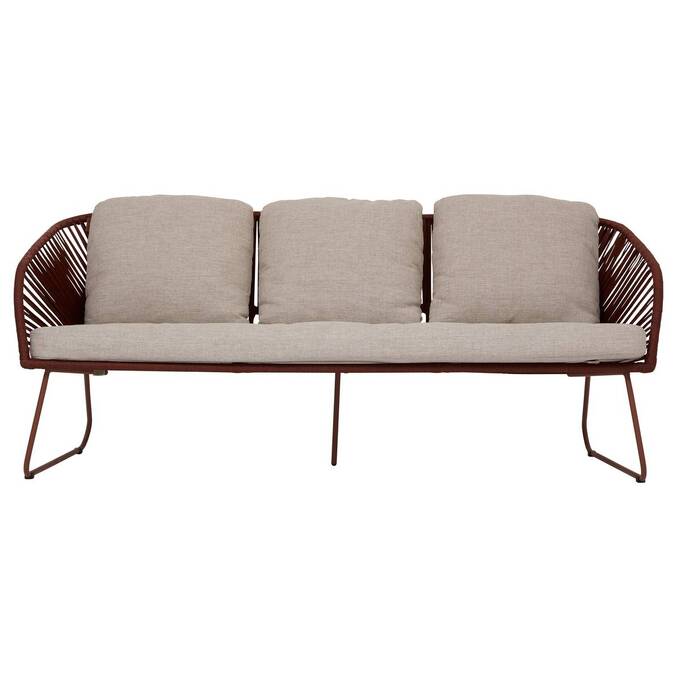 Conjunto de jardim BELANO Mogno 5 lugares - Aço tratado com epóxi, Tratamento antiferrugem reforçado, Olefina Mogno
