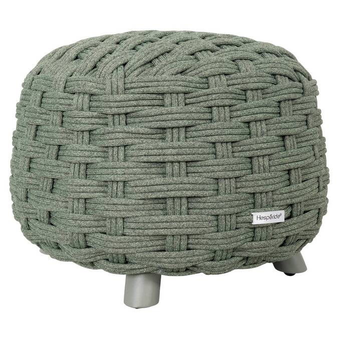 Pufe de jardim redondo OBBAE Verde louro 48,5 x 48,5 x 38 cm - Alumínio tratado com epóxi, Poliéster, Texaline Louro