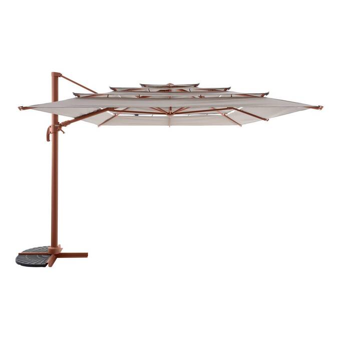 Guarda-sol lateral retangular inclinável MELHIA Linho / Mogno 4 x 3 m - Aço, Alumínio, Olefina Linho / Mogno
