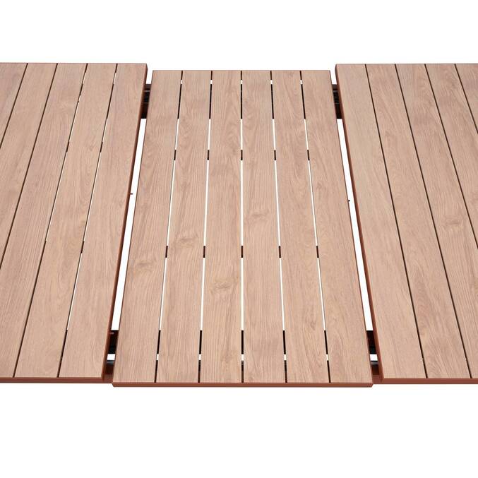 Mesa de jardim retangular extensível ÉVASION efeito madeira Honey / Mogno 10 lugares - Alumínio tratado com epóxi Efeito madeira Honey / Mogno