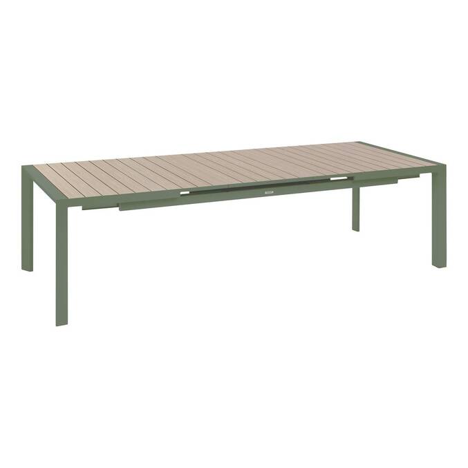 Mesa de jardim retangular extensível ÉVASION Linho / Verde louro 10 lugares - Alumínio tratado com epóxi Linho / Louro