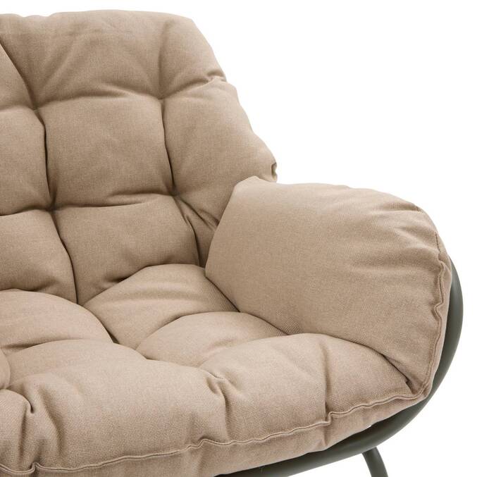 Conjunto de sala duo PAOPAO Bege / Verde louro 2 lugares - Aço tratado com epóxi, Tratamento antiferrugem reforçado, Poliéster Bege / Verde louro