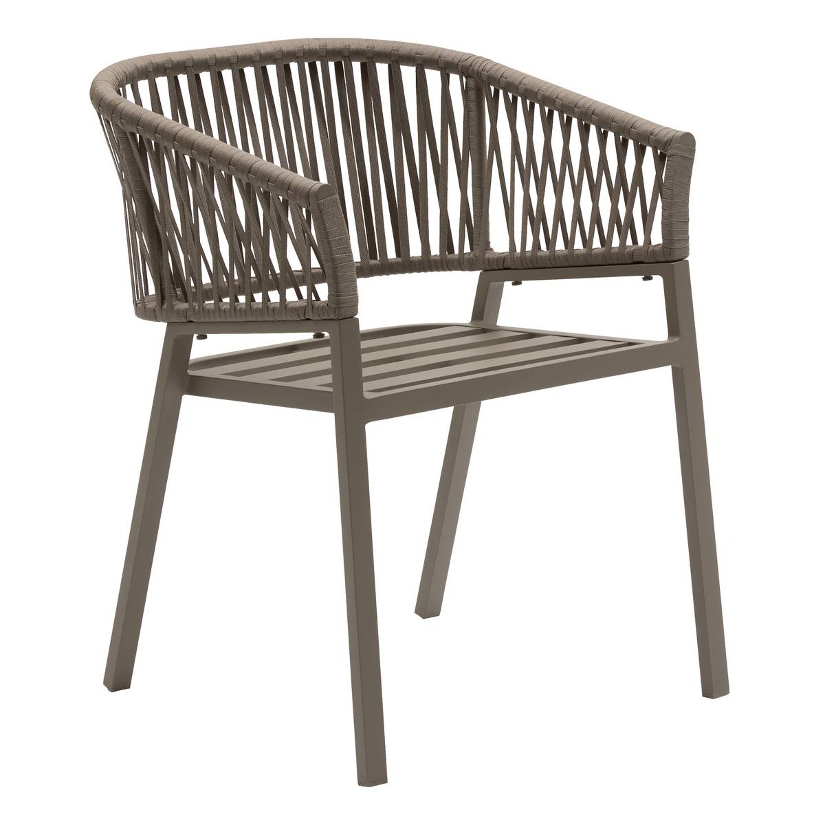 Conjunto de 2 poltronas de jardim ORIENGO Macchiato / Café Alumínio tratado com epóxi, Poliéster Macchiato / Café