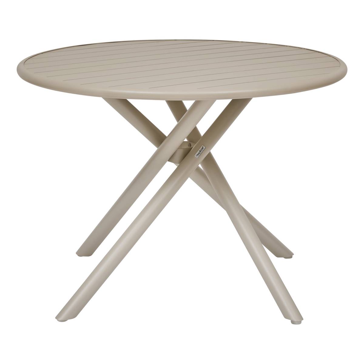 Mesa de jardim redonda NEBULLIA Argila 4 lugares - Alumínio com tratamento epóxi, Tratamento anti-ferrugem reforçado Argila