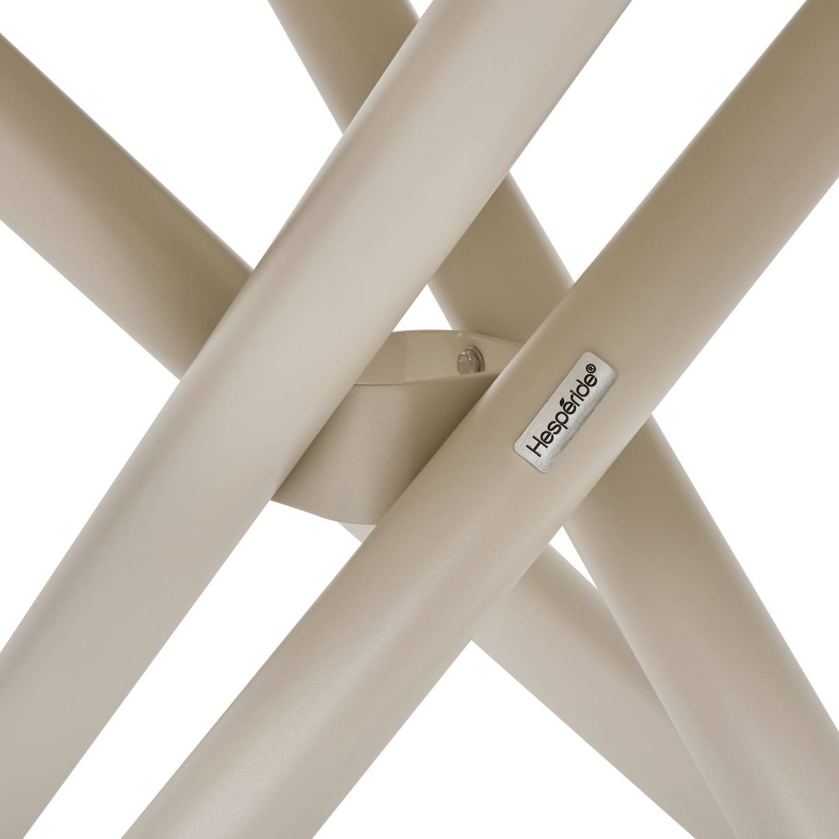 Mesa de jardim redonda NEBULLIA Argila 4 lugares - Alumínio com tratamento epóxi, Tratamento anti-ferrugem reforçado Argila