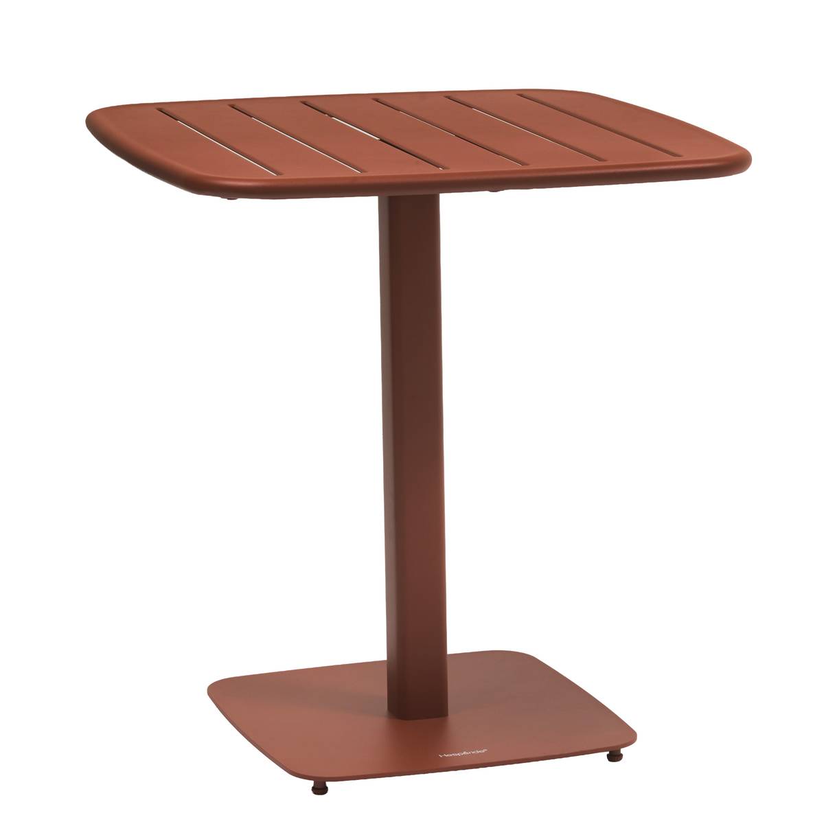 Mesa de jardim quadrada ALEGORIA Mogno 2 lugares - Aço com tratamento epóxi, tratamento antiferrugem reforçado Mogno