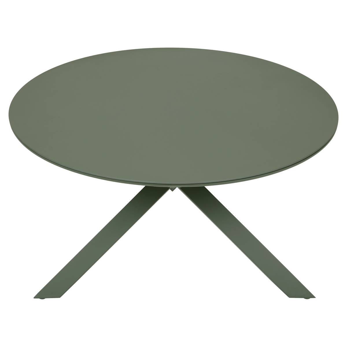 Mesa de jardim redonda ORYON Verde louro 6 lugares - Alumínio tratado com epóxi, Vidro Louro