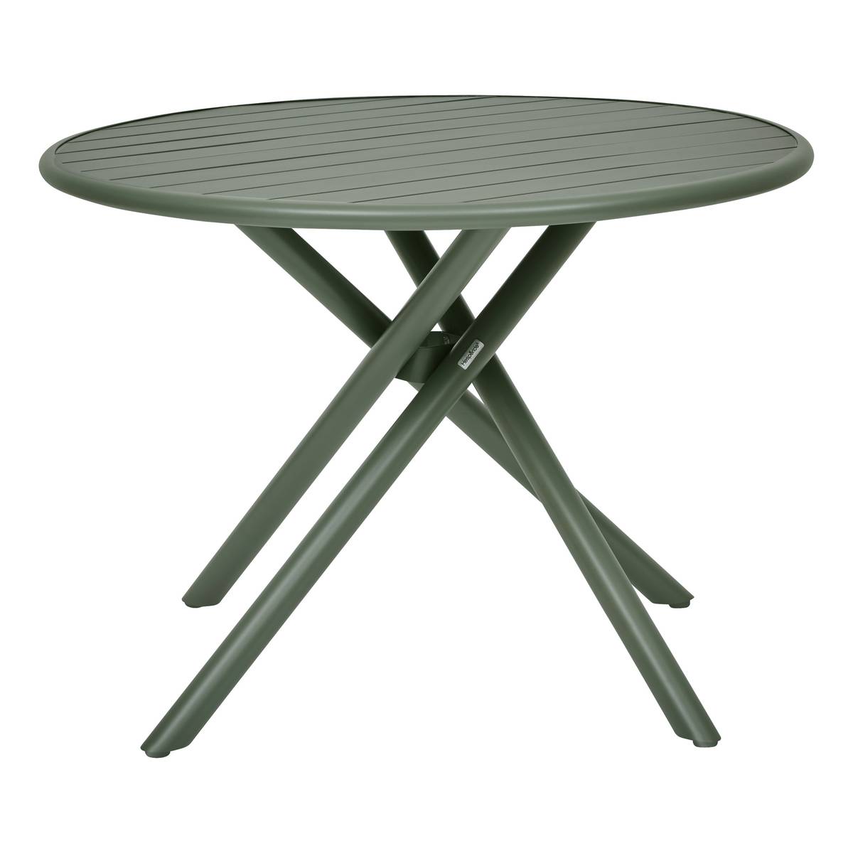 Mesa de jardim redonda NEBULLIA Verde louro 4 lugares - Alumínio com tratamento epóxi, Tratamento anti-ferrugem reforçado Louro
