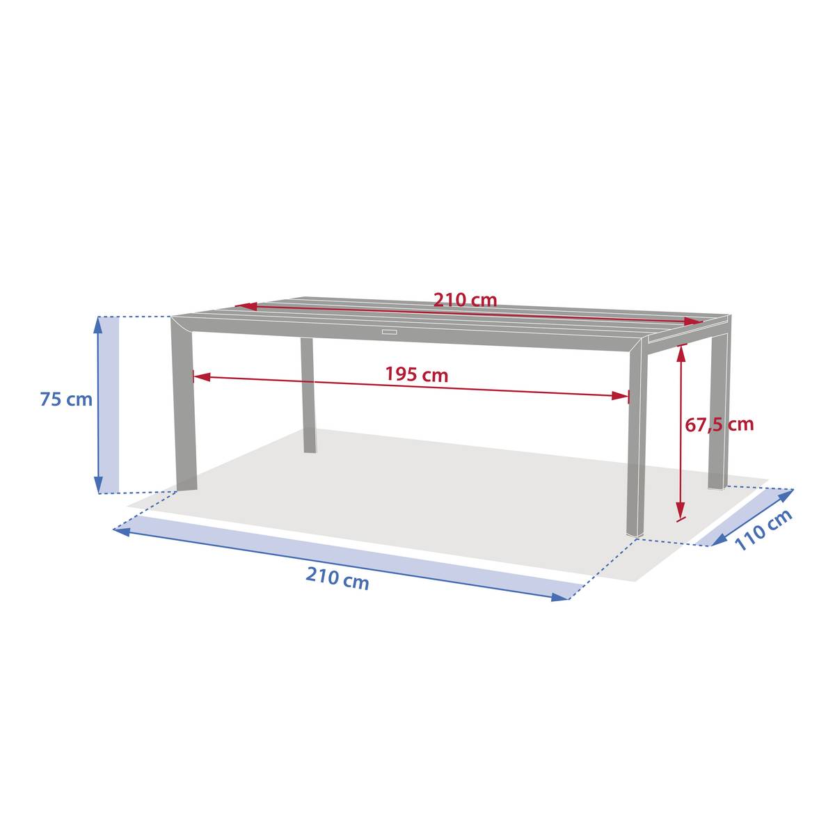 Mesa de jardim retangular extensível LUZANE Argila / Café 12 lugares - Alumínio Argila / Café