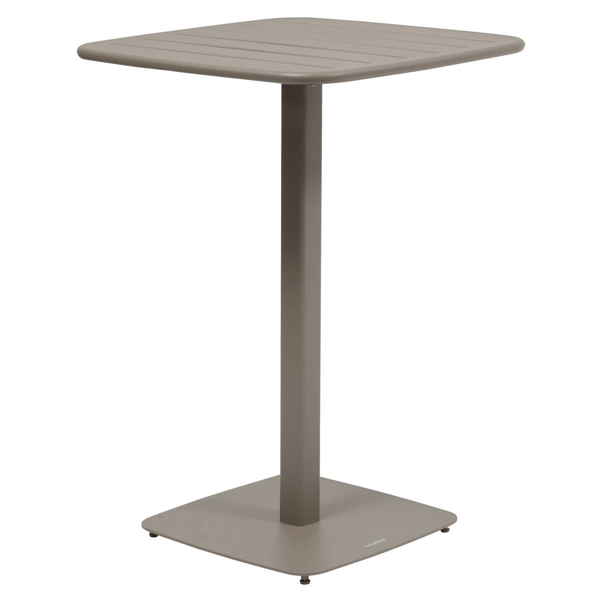 Mesa alta de jardim quadrada ALEGORIA Café 2 lugares - Aço com tratamento epóxi, tratamento antiferrugem reforçado Café