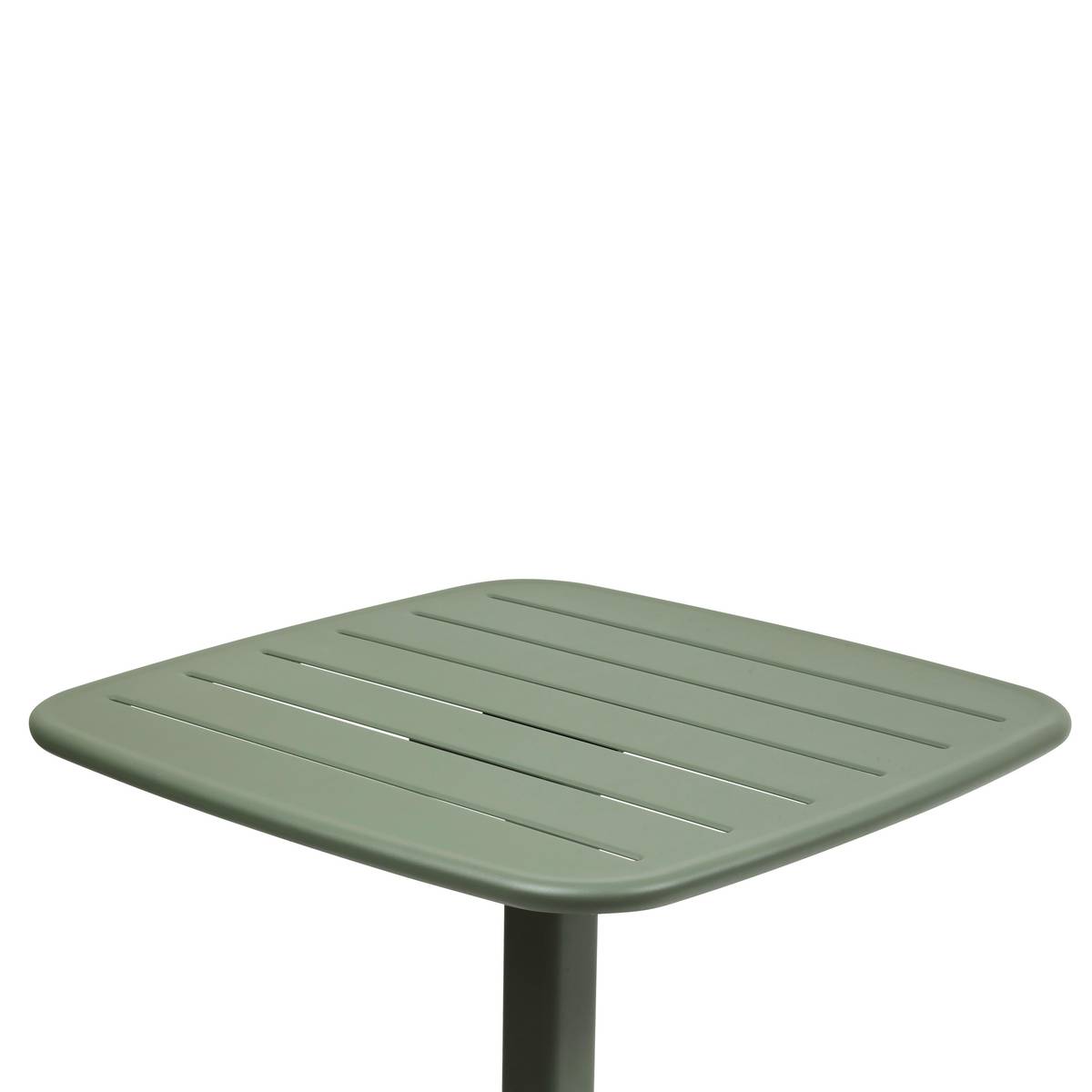 Mesa alta de jardim quadrada ALEGORIA Verde louro 2 lugares - Aço com tratamento epóxi, tratamento antiferrugem reforçado Louro