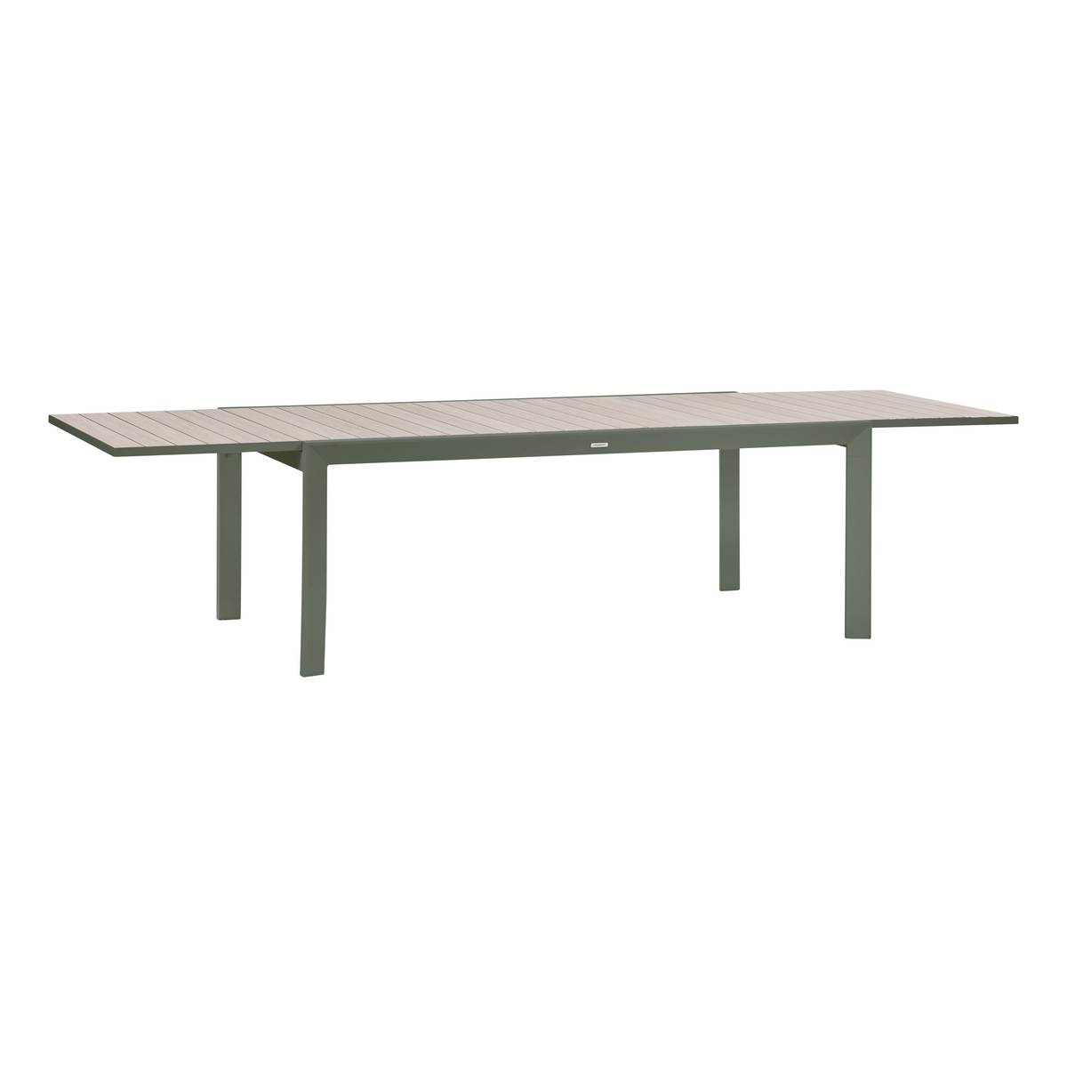 Mesa de jardim quadrada extensível ÉVASION Linho / Verde louro 12 lugares - Alumínio tratado com epóxi Linho / Louro