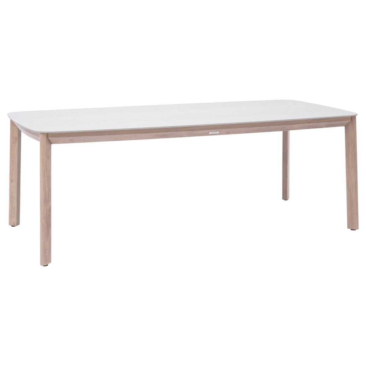 Mesa de jardim retangular NELORA Bege corda / Honey 8 lugares - Alumínio tratado com epóxi, Pedra sinterizada Bege corda / Mel