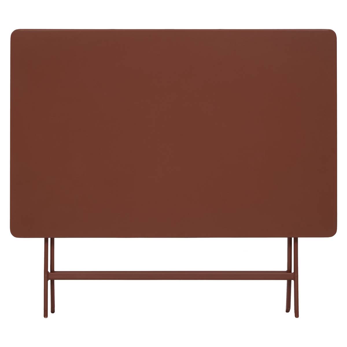 Mesa de varanda dobrável GREENSBORO Mogno 4 lugares - Aço, Tratamento anti-ferrugem reforçado Mogno