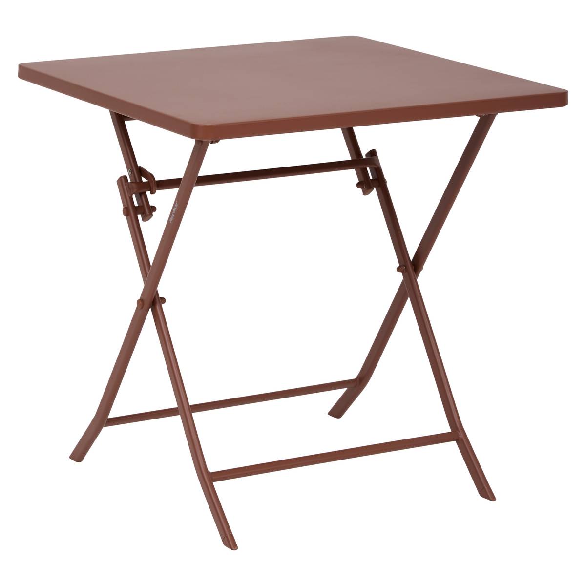 Mesa de varanda dobrável GREENSBORO Mogno 2 lugares - Aço, Tratamento antiferrugem reforçado Mogno