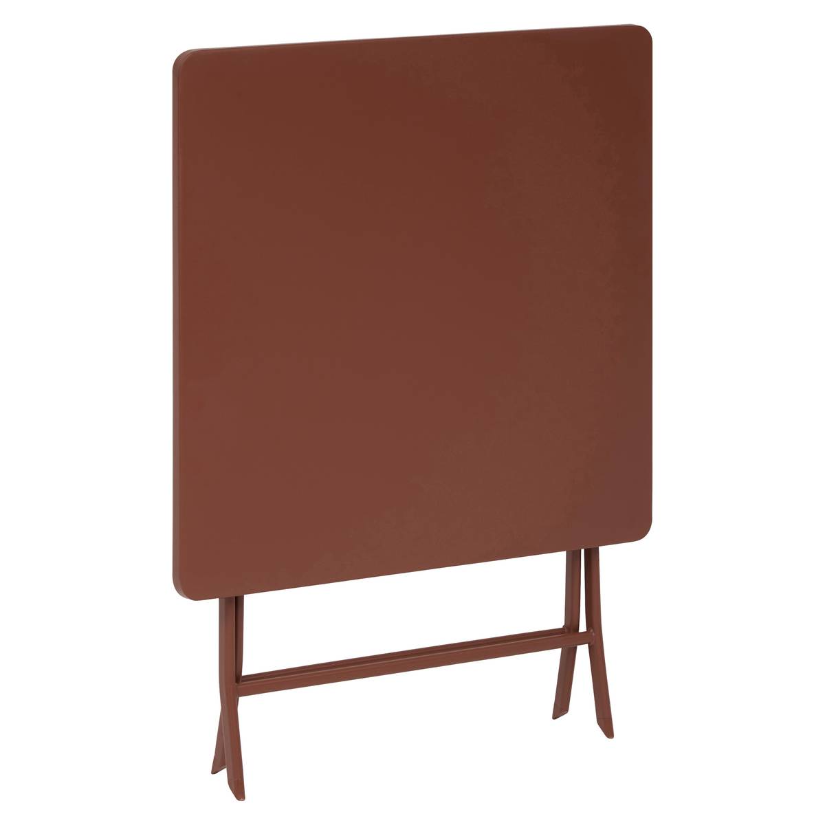 Mesa de varanda dobrável GREENSBORO Mogno 2 lugares - Aço, Tratamento antiferrugem reforçado Mogno