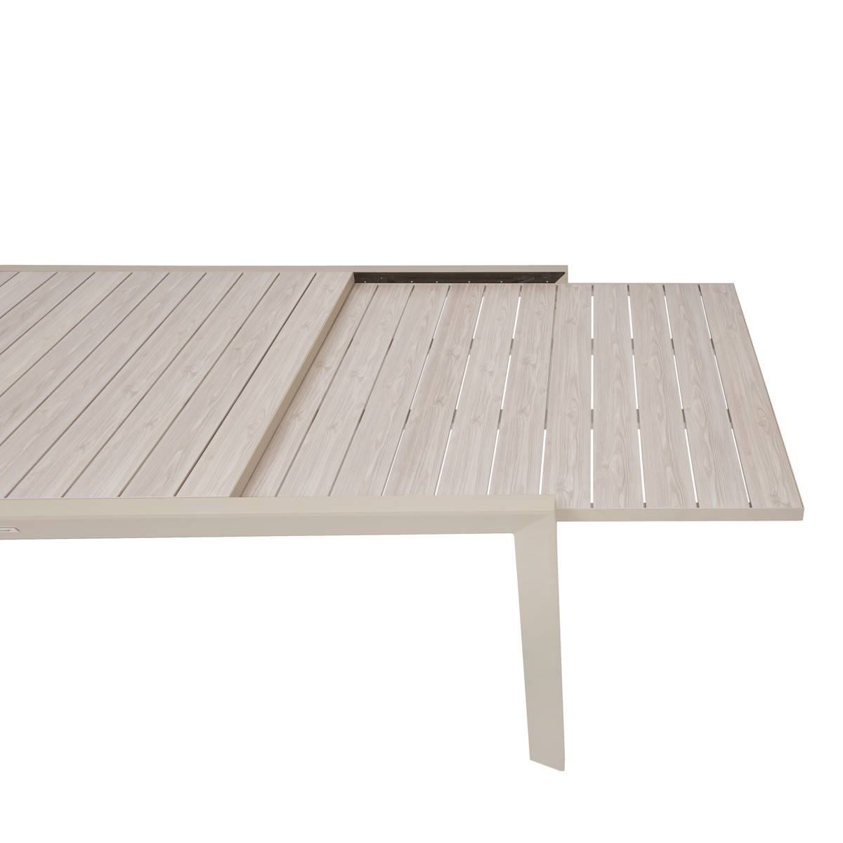 Mesa de jardim quadrada extensível ÉVASION Linho / Argila 12 lugares - Alumínio tratado com epóxi Linho / Argila