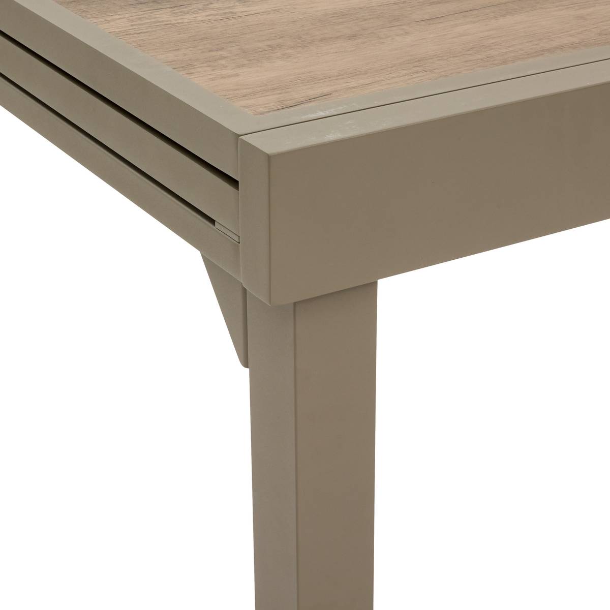 Mesa de jardim retangular extensível PIAZZA Trufa / Café 10 lugares - Alumínio tratado com epóxi, Vidro temperado Trufa / Café