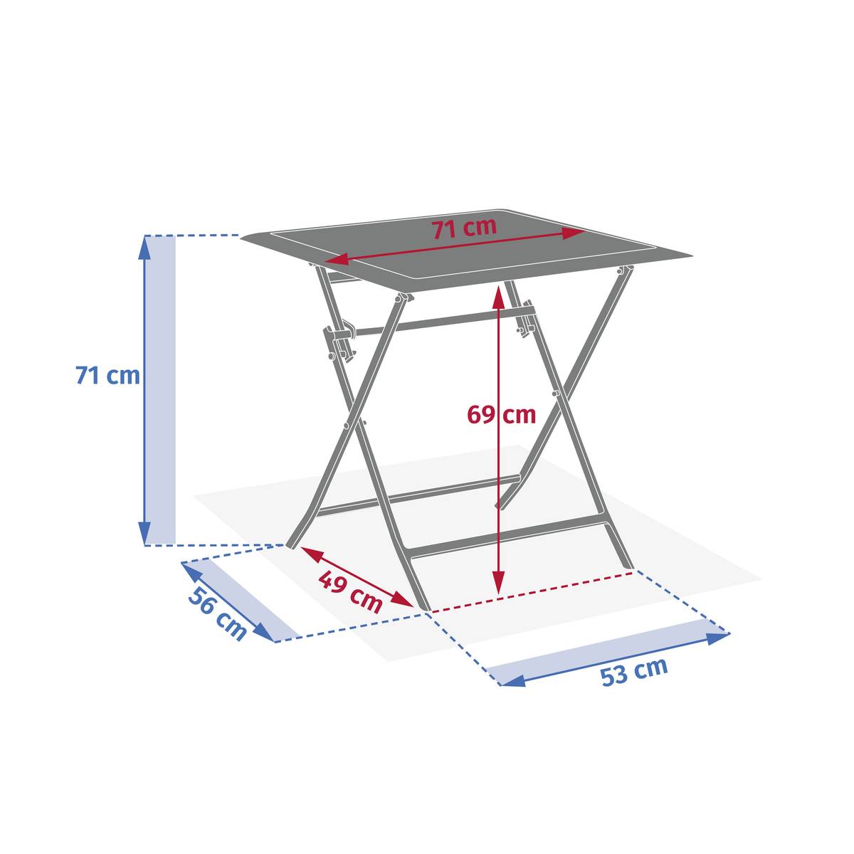 Mesa de jardim quadrada dobrável AZUA Espelta / Argila 2 lugares - Alumínio tratado com epóxi, Vidro Espelta / Argila