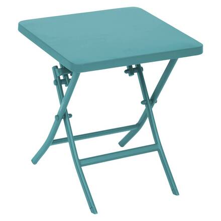 Mesa auxiliar de jardim dobrável quadrada GREENSBORO Verde opala 40 x 40 cm - Aço, Tratamento antiferrugem reforçado
