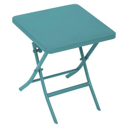 Mesa auxiliar de jardim dobrável quadrada GREENSBORO Verde opala 40 x 40 cm - Aço, Tratamento antiferrugem reforçado