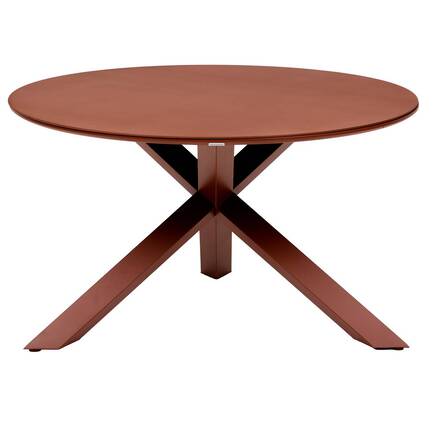 Mesa de jardim redonda ORYON Mogno 6 lugares - Alumínio tratado com epóxi, Vidro