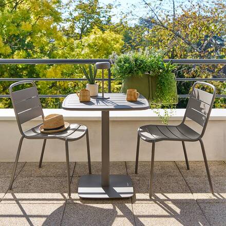 Mesa de jardim quadrada ALEGORIA Café 2 lugares - Aço, Tratamento antiferrugem reforçado