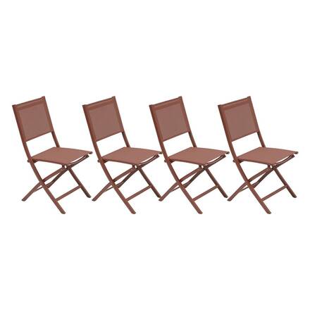 Conjunto de 4 cadeiras de jardim dobráveis ESSENTIA Mogno Aço tratado com epóxi, Alumínio tratado com epóxi, Texaline