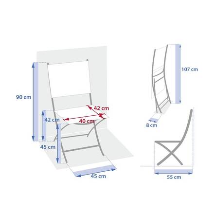 Conjunto de 4 cadeiras de jardim dobráveis ESSENTIA Mogno Aço tratado com epóxi, Alumínio tratado com epóxi, Texaline