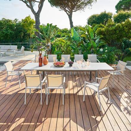 Mesa de jardim retangular extensível LUZANE Argila / Café 12 lugares - Alumínio