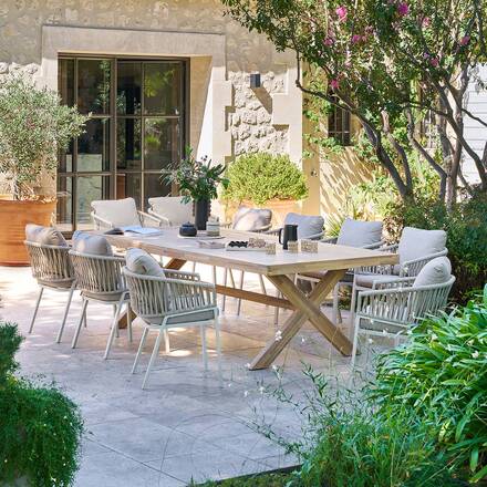 Mesa de jardim retangular XENIA em eucalipto 10 lugares - Eucalipto certificado FSC®