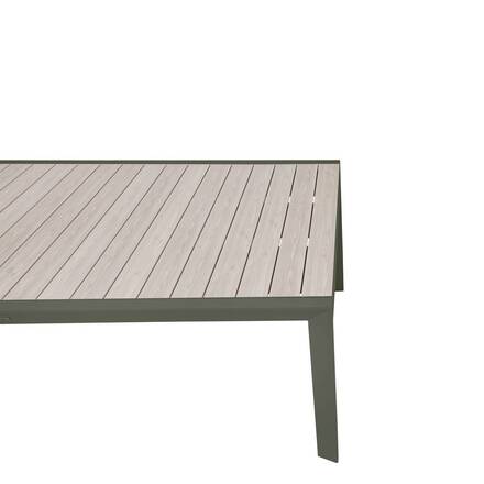 Mesa de jardim quadrada extensível ÉVASION Linho / Verde louro 12 lugares - Alumínio tratado com epóxi