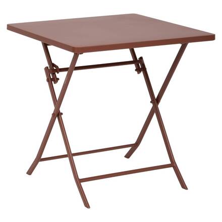 Mesa de varanda dobrável GREENSBORO Mogno 2 lugares - Aço, Tratamento antiferrugem reforçado