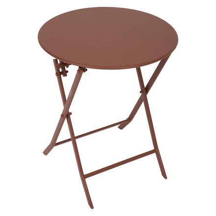 Mesa de varanda dobrável GREENSBORO Mogno 2 lugares - Aço, Tratamento antiferrugem reforçado