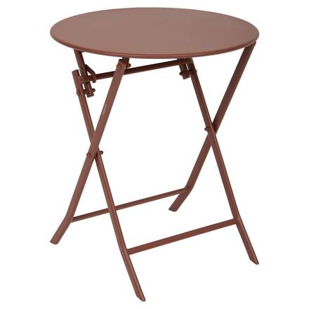 Mesa de varanda dobrável GREENSBORO Mogno 2 lugares - Aço, Tratamento antiferrugem reforçado