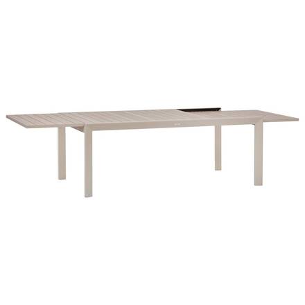 Mesa de jardim quadrada extensível ÉVASION Linho / Argila 12 lugares - Alumínio tratado com epóxi