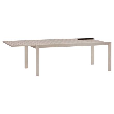 Mesa de jardim quadrada extensível ÉVASION Linho / Argila 12 lugares - Alumínio tratado com epóxi