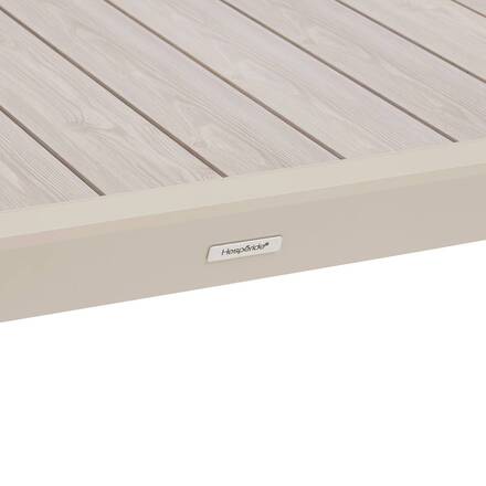 Mesa de jardim quadrada extensível ÉVASION Linho / Argila 12 lugares - Alumínio tratado com epóxi