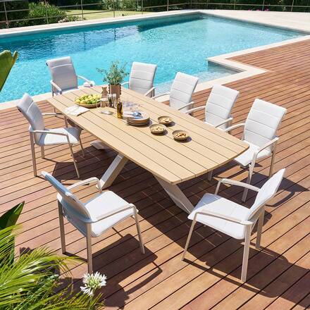 Mesa de jardim retangular ORACLION Nogueira / Argila 10 lugares - Alumínio tratado com epóxi