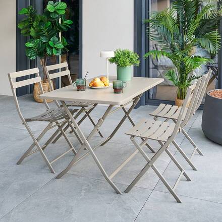 Mesa de jardim retangular dobrável GREENSBORO Café 4 lugares - Aço com tratamento epóxi, Tratamento antiferrugem reforçado