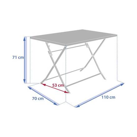Mesa de jardim retangular dobrável GREENSBORO Café 4 lugares - Aço com tratamento epóxi, Tratamento antiferrugem reforçado