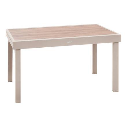 Mesa de jardim retangular extensível PIAZZA Espelta / Argila 12 lugares - Alumínio com tratamento epóxi, Vidro temperado