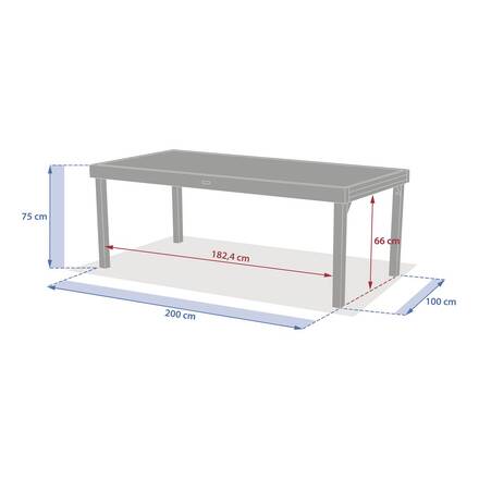Mesa de jardim retangular extensível PIAZZA Trufa / Café 12 lugares - Alumínio com tratamento epóxi, Vidro temperado