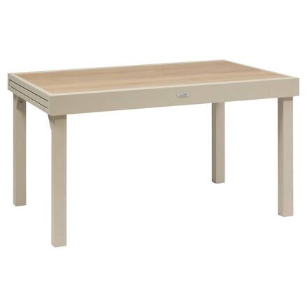 Mesa de jardim retangular extensível PIAZZA Espelta / Argila 10 lugares - Alumínio tratado com epóxi, Vidro temperado