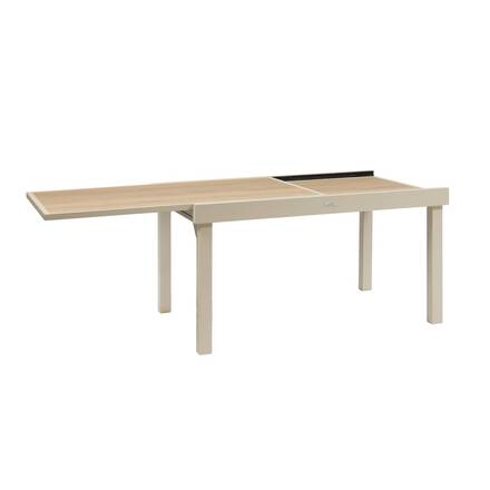 Mesa de jardim retangular extensível PIAZZA Espelta / Argila 10 lugares - Alumínio tratado com epóxi, Vidro temperado