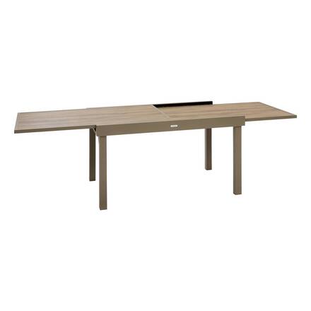 Mesa de jardim retangular extensível PIAZZA Trufa / Café 10 lugares - Alumínio tratado com epóxi, Vidro temperado