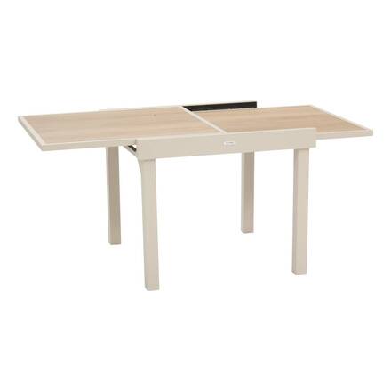 Mesa de jardim quadrada extensível PIAZZA Espelta / Argila 8 lugares - Alumínio tratado com epóxi, Vidro temperado