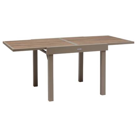 Mesa de jardim quadrada extensível PIAZZA Trufa / Café 8 lugares - Alumínio tratado com epóxi, Vidro temperado