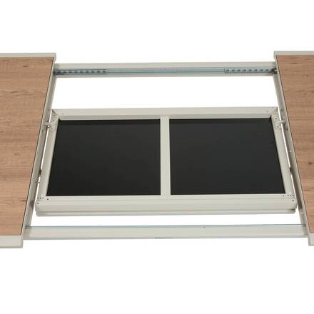 Mesa de jardim retangular extensível PAVANE Malta / Argila 10 lugares - Alumínio tratado com epóxi, Vidro temperado